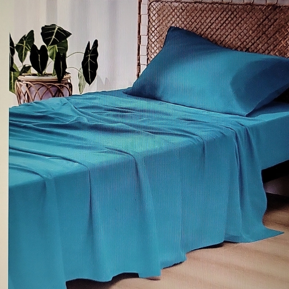 Bedsure Bamboo Twin Sheet Set Viridian Green 16" deep pocket cooling silky New